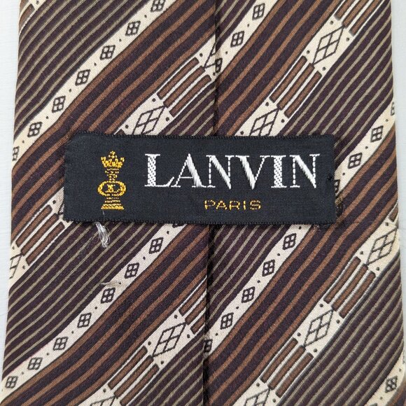 Retro 1970s crepe Silk LANVIN Paris neck tie made in Italy - Picture 7 of 9